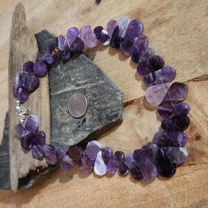 Barse Amethyst and Sterling Silver Necklace NWOT Deep PURPLE!